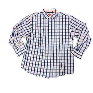 Izod Men's Blue And Pink Checkered Long Sleeve Button Down Dress Shirt